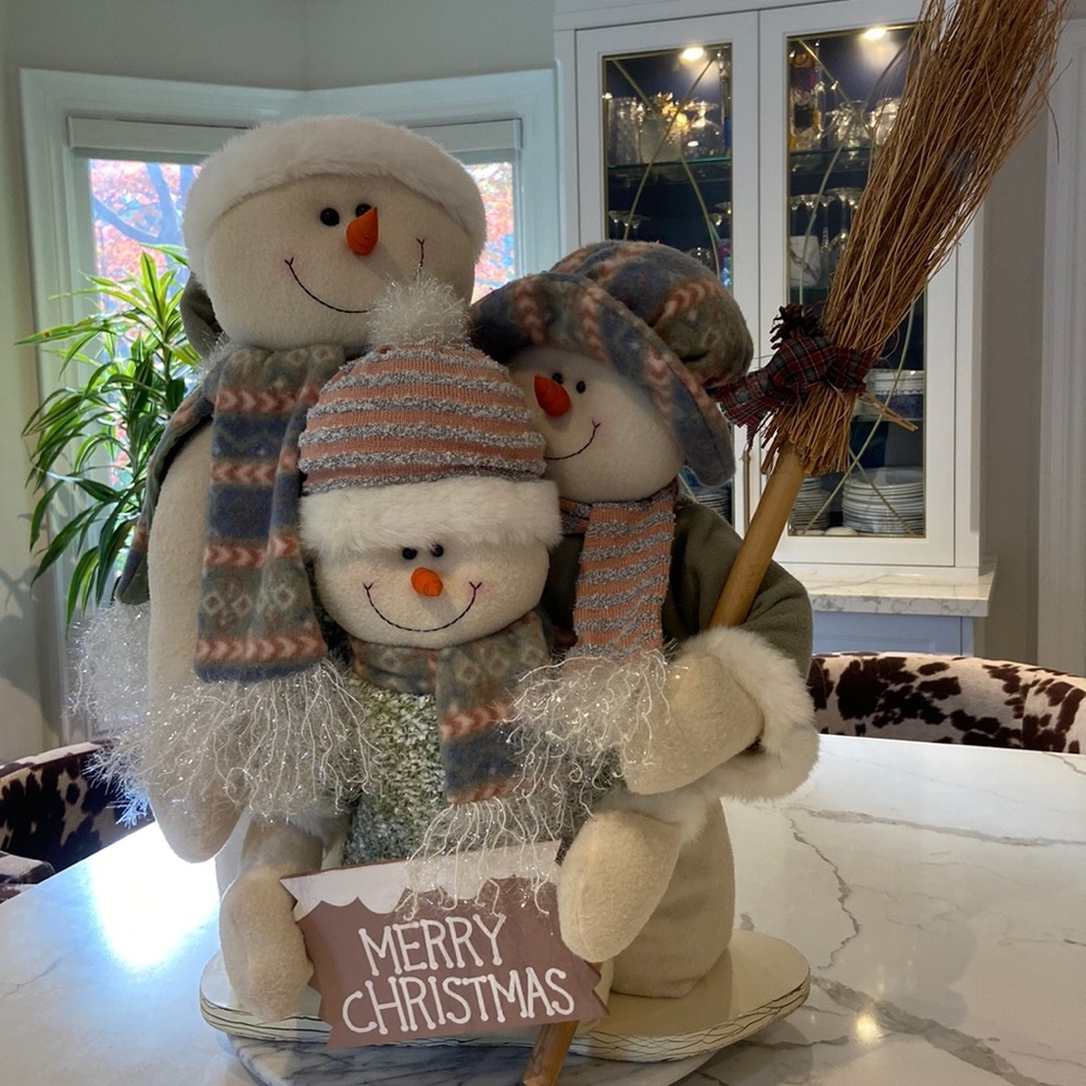 Large Handmade SnowFamily Winter Entranceway Decor.